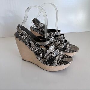 Dknyc Nikki Reptile Leather Platform Wedge Shoes